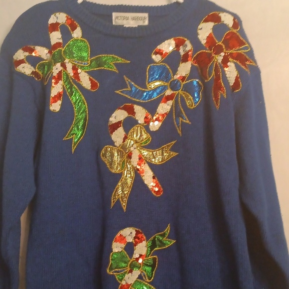 Victoria Harbour Blue Holiday Sweater Size Small - Picture 2 of 7